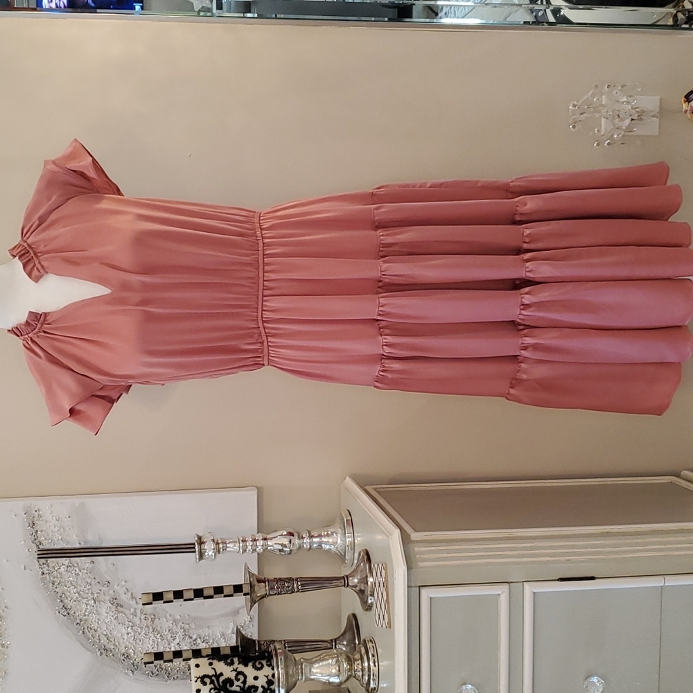 Elegant Pink Tiered Dress